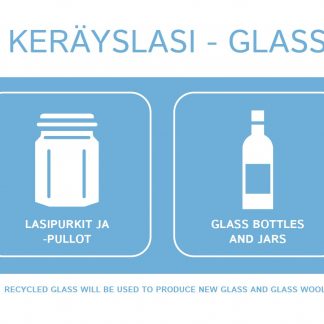 Jätetarra Lasit A6, suomi/englanti UUSI