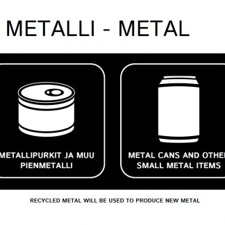 Jätetarra Metalli A6, suomi/englanti UUSI
