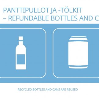 Jätetarra Pullot A6, suomi/englanti UUSI