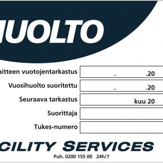 Kylmälaitteiden huoltotarra 100x70 mm