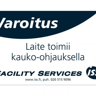 ISS Varoitus-tarra Laite toimii kauko.ohj 100x60mm