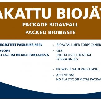 *Jätetarra PAKATTU BIOJÄTE 297x210 mm, ohjeellinen