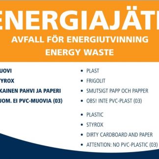 Jätetarra ENERGIAJÄTE 148x105 mm, ohjeellinen