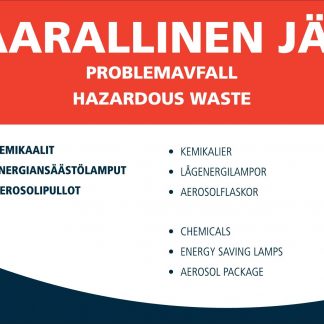 *Jätetarra VAARALLINEN JÄTE 148x105mm, ohjeellinen