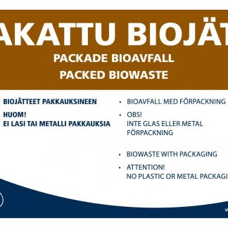 Jätetarra PAKATTU BIOJÄTE 148x105 mm, ohjeellinen