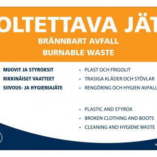 Jätetarra POLTETTAVA JÄTE 148x105 mm, ohjeellinen