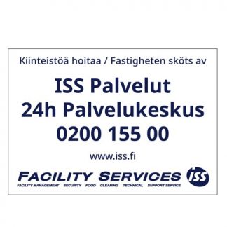 Kiinteistöä hoitaa 24h palvelukeskus -tarra 100x70