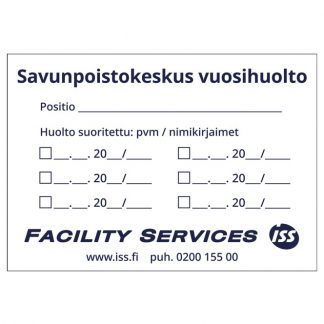 SAVUNPOISTOKESKUKSEN VUOSIHUOLTO tarra 100x70mm