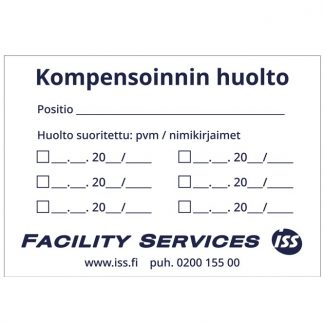 KOMPENSOINNIN HUOLTO tarra 100x70mm