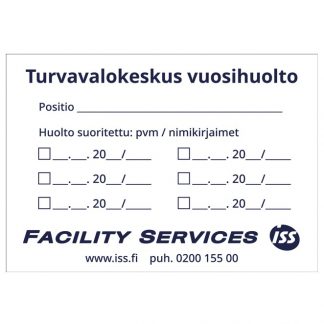 TURVAVALOKESKUKSEN VUOSIHUOLTO tarra 100x70mm