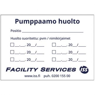 PUMPPAAMOHUOLTO tarra 100x70mm