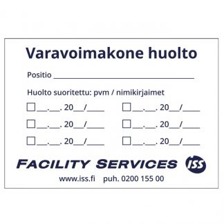 VARAVOIMAKONEEN HUOLTO tarra 100x70mm