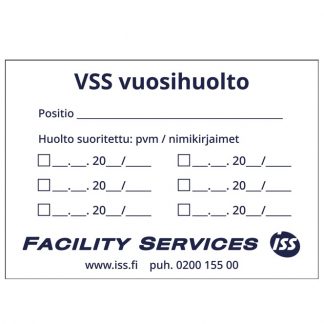 VSS VUOSIHUOLTO tarra 100x70mm